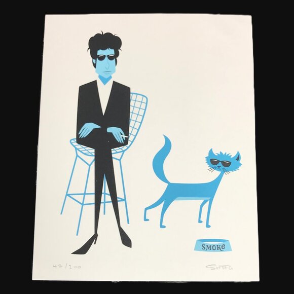 SHAG - Josh Agle 2017 "SMOKE" Bob Dylan Print # 47 of 200 Ltd ED Print - Picture 1 of 10